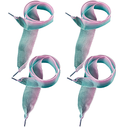 чирок 2 пары 2 стиль градиент цвета нейлон шифон шнурки для обуви, плоский шнурок, зелено-синие, 800~1000x38~39x3~3.5 мм, 1 пара / стиль