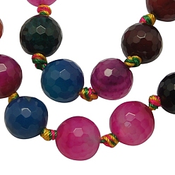 Mixed Color Natural Agate Beads Strands, Dyed, Round, Mixed Color, 14mm