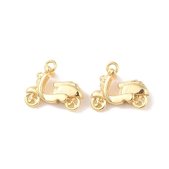 Настоящее золото 18K Латунные подвески, без кадмия, без никеля и без свинца, мотоцикл, реальный 18 k позолоченный, 11.5x14x6 мм, отверстие : 1 мм