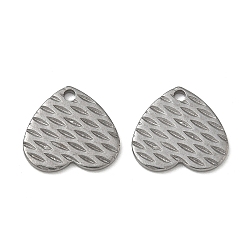 Stainless Steel Color 304 Stainless Steel Chain Extender Drop, Textured Heart, Stainless Steel Color, 12x13x1mm, Hole: 1.5mm