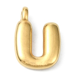 Letter U Ионное покрытие (ip) 304 подвески из нержавеющей стали, буквенное очарование, реальный 18 k позолоченный, Буква U, 19.5x14x4 мм, отверстие : 1.6 мм