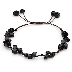 Обсидиан Браслеты из бисера из натурального обсидиана, чип, 6-1/4~10-1/4 дюйм (16~26 см)