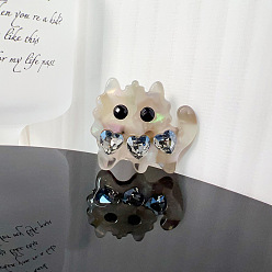 Гейнсборо Мини-заколки для волос из ацетата целлюлозы в форме кошки, со стразами, аксессуары для волос для женщин и девочек, светло-серые, 45x40 мм