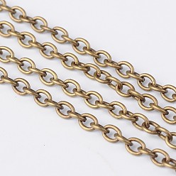 Antique Bronze Iron Cable Chains, Unwelded, with Spool, Oval, Antique Bronze, 4x3x0.7mm, about 328.08 Feet(100m)/roll