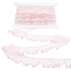 Pink 5 yards de bordure en dentelle plissée en polyester, avec carte d'affichage en carton, rose, 2 pouces (50 mm)