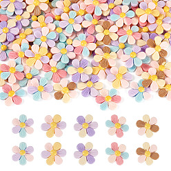 (52) Непрозрачная лаванда 100шт 5 цветные кабошоны из непрозрачной смолы, цветок, разноцветные, 27x25x7.5 мм, 20 шт / цвет