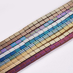 Mixed Color Electroplate Non-magnetic Synthetic Hematite Beads Strands, Cuboid, Mixed Color, 6x4x4mm, Hole: 0.8mm, about 66pcs/strand, 15.75 inch(40cm)