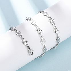 Нержавеющая Сталь Цвет 5.5мм 304 ожерелья из нержавеющей стали с цветочным звеном, не тускнеет, цвет нержавеющей стали, 17.87 дюйм (45.4 см)