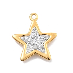 Звезда 304 подвески из нержавеющей стали и полимерной глины со стразами, вакуумные покрытия, звезда, 27.5x24x3 мм, отверстие : 2 мм