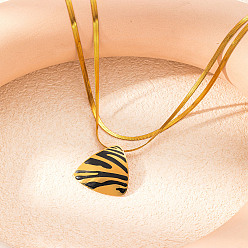 Золотой 2шт. треугольный леопардовый принт 304 ожерелье с подвеской из нержавеющей стали, золотые, 15.75~16.93 дюйм (40~43 см)