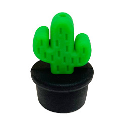 Black Cactus Food Grade Eco-Friendly Silicone Focal Beads, Black, 28.1x18.6mm