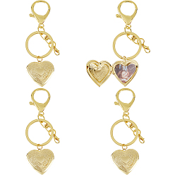 Golden 4Pcs Brass Locket Pendant Decorations, with Alloy Lobster Claw Claps and Rings, Golden, 98mm