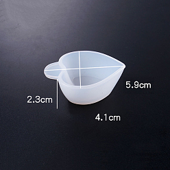 White Silicone Epoxy Resin Mixing Cups, For UV Resin, Epoxy Resin Jewelry Making, Heart, White, 5.9x4.1x2.3cm