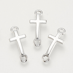 Платина Соединители звеньев сплава, крестик, платина, 19.5x8x1.5 мм, отверстие : 2 мм