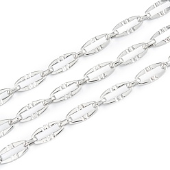 Stainless Steel Color Tarnish Resistant Handmade 304 Stainless Steel Link Chains, Unwelded, with Spool, Stainless Steel Color, link: 13.5x6.5x1.4mm and 6x4.5x1.7mm, 32.8 Feet(10m)/roll
