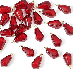 Малиновый 24 подвески из прозрачной смолы, зерно граната, с золотой железной петлей, малиновый, 16x8x6 мм, отверстие : 1.4 мм