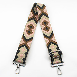 Фора Регулируемый широкий плечевой ремень из хлопкового жаккарда в этническом стиле, с поворотными застежками, для аксессуаров для замены сумок, платина, оранжевые, 80~130x5 см