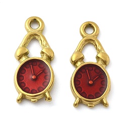 Настоящее золото 18K 304 нержавеющей стальной эмали подвески, очарование будильника, ионное покрытие (ip), реальный 18 k позолоченный, 19.5x8.5x2 мм, отверстие : 1.6 мм