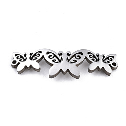 Stainless Steel Color Non-Tarnish 304 Stainless Steel Link Connectors, Laser Cut, Butterfly, Stainless Steel Color, 9.5x30x1.5mm, Hole: 1mm