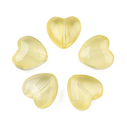 Желтый Прозрачные брызги, окрашенные распылением, сердце, желтые, 12x12x5.5 мм, отверстие : 0.5~1 мм