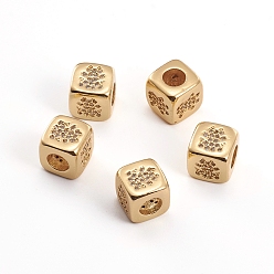 Золотой Латунные микропаве из прозрачного кубического циркония, куб с девушкой, золотые, 8.5x8.5x8.5 мм, отверстие : 3.5 мм