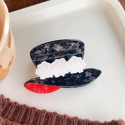 Черный Заколки для волос с когтями из ацетата целлюлозы (смола), шляпа, чёрные, 83x50 мм