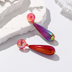 (123L) Белый крем непрозрачный блеск Серьги-гвоздики из смолы в форме капли, огнеупорный кирпич, 70x16 мм