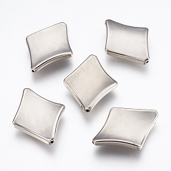 Platinum CCB Plastic Beads, Rhombus, Platinum, 37x28x4mm, Hole: 1.5mm