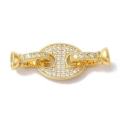 Настоящее золото 18K Подставка для кофейных зерен покрытие латунь микро паве прозрачный кубический цирконий складные застежки, долговечный, без свинца и без кадмия, реальный 18 k позолоченный, 36 мм, отверстие : 1 мм