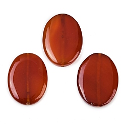 Красный Агат Натуральные бусины из сердолика (окрашенные и нагретые), Плоско-овальные, 38~40x29~29.5x5.5~6.5 мм, отверстие : 1.6~2 мм