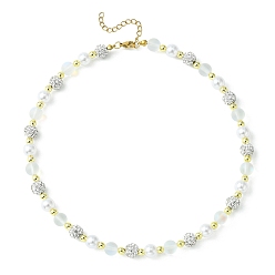 Clear Synthetic Moonstone & Hematite & Plastic Pearl Beaded Bracelet, Clear, 15.71 inch(39.9cm)