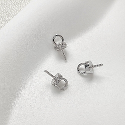 Платина Латунь с дужками из кубического циркония, за половину пробурено бисера, платина, 6x5 мм