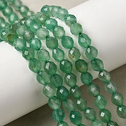 Зеленый агат Нити из окрашенных и подвергнутых термической обработке натуральных зеленых ониксовых агатовых бусин, граненые, рис, 6~6.5x5~6 мм, отверстие : 1.2 мм, около 58~62 шт / нитка, 14.57''~14.76'' (37~37.5 см)