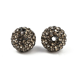 Серый Бусины с класс А стразами, pave disco бусины, cmолы и каолина, круглые, серые, С. 11 (1.7~1.8 мм), 12 мм, отверстие : 1.5 мм