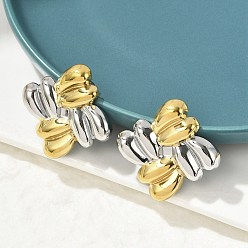 Rhombus 304 двухцветные серьги-гвоздики из нержавеющей стали, настоящее 18 к позолота и платина, ромб, 35x35 мм