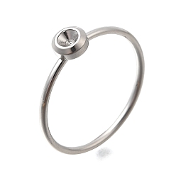 Нержавеющая Сталь Цвет 304 оправа для колец из нержавеющей стали со стразами, цвет нержавеющей стали, лоток : 2.8 мм, 1.2 мм, размер США 7 (17.3 мм)