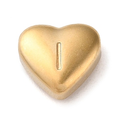 Letter I 201 Stainless Steel Beads, Golden, Heart, Letter I, 7x8x3.5mm, Hole: 1.5mm