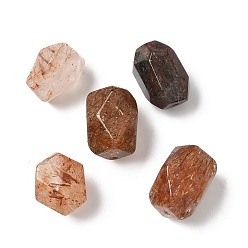 Rutilated Кварц Натуральные золотые черные рутиловые кварцевые бусины, самородки, граненые, 12.5~15x9~11x9.5~11 мм, отверстие : 1.2 мм