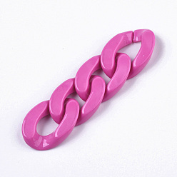 Deep Pink Opaque Acrylic Linking Rings, Quick Link Connectors, for Curb Chains Making, Twist, Deep Pink, 30x21x6mm, Inner Diameter: 16x8mm