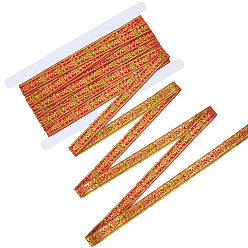 Red 15.4 Yards Vintage Jacquard Polyester Ribbon, Emobridered Woven Ribbon, for Clothes Accessories, Red, 3/4 inch(19mm)