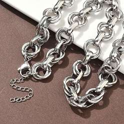 Нержавеющая Сталь Цвет 304 ожерелья из двух звеньев цепи из нержавеющей стали, не тускнеет, цвет нержавеющей стали, 17.87 дюйм (45.4 см)