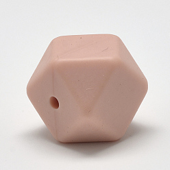 Dark Salmon Food Grade Eco-Friendly Silicone Beads, Chewing Beads For Teethers, DIY Nursing Necklaces Making, Faceted Cube, Dark Salmon, 17x17x17mm, Hole: 2mm