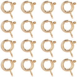 Real 18K Gold Plated 20Pcs Eco-friendly Brass Spring Ring Clasps, Cadmium Free & Lead Free, Long-Lasting Plated, Real 18K Gold Plated, 7x1.8mm, Hole: 1.5mm, Inner Diameter: 3mm