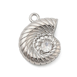 Платина Латунные микро проложить кубического циркония подвески, подвески в форме раковины, платина, 14.5x11x4 мм, отверстие : 1.4 мм