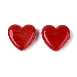 (123L) Белый крем непрозрачный блеск Бусины лэмпворк , сердце, огнеупорный кирпич, 18.5~19.5x19.5~20x6.5~7.5 мм, отверстие : 1.2~1.6 мм