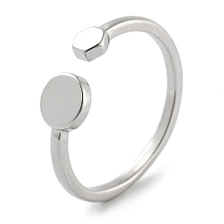 Платина Стойка покрытие латунь открытые манжеты кольца компоненты, простые настройки кольца пэда, долговечный, без свинца и без кадмия, плоский круглый & шестиугольник, платина, лоток: 6 мм и 4 мм, размер США 7 1/4 (17.5 мм)