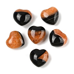 Темно-Оранжевый Натуральный агат (окрашенный и нагретый) сердцевидный пальмовый камень, исцеляющий карманный тон для рейки балансировка энергии медитация подарок, темно-оранжевый, 19.5~20.5x20~20.5x13~14 мм