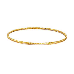 Golden Brass Buddhist Bangles, Faceted, Real Gold Plated, Golden, 2-1/2 inch(6.4cm)
