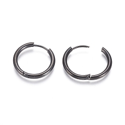 Electrophoresis Black 304 Stainless Steel Huggie Hoop Earrings, Hypoallergenic Earrings, with 316 Surgical Stainless Steel Pin, Electrophoresis Black, 10 Gauge, 21x2.5mm, Pin: 1mm, Inner Diameter: 16mm