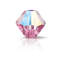 70010 201 Rose Glitter Хрустальные бусины preciosa®, чешский хрусталь, биконус(451 69 302 рондель), 70010 201 розовый блеск, 5 мм, отверстие : 1 мм